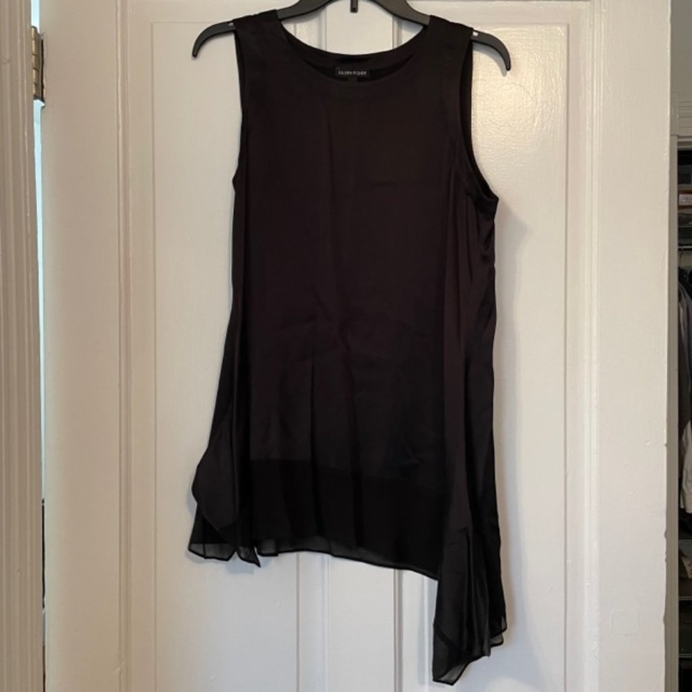 Silk black A line Eileen Fisher sleeveless tunic